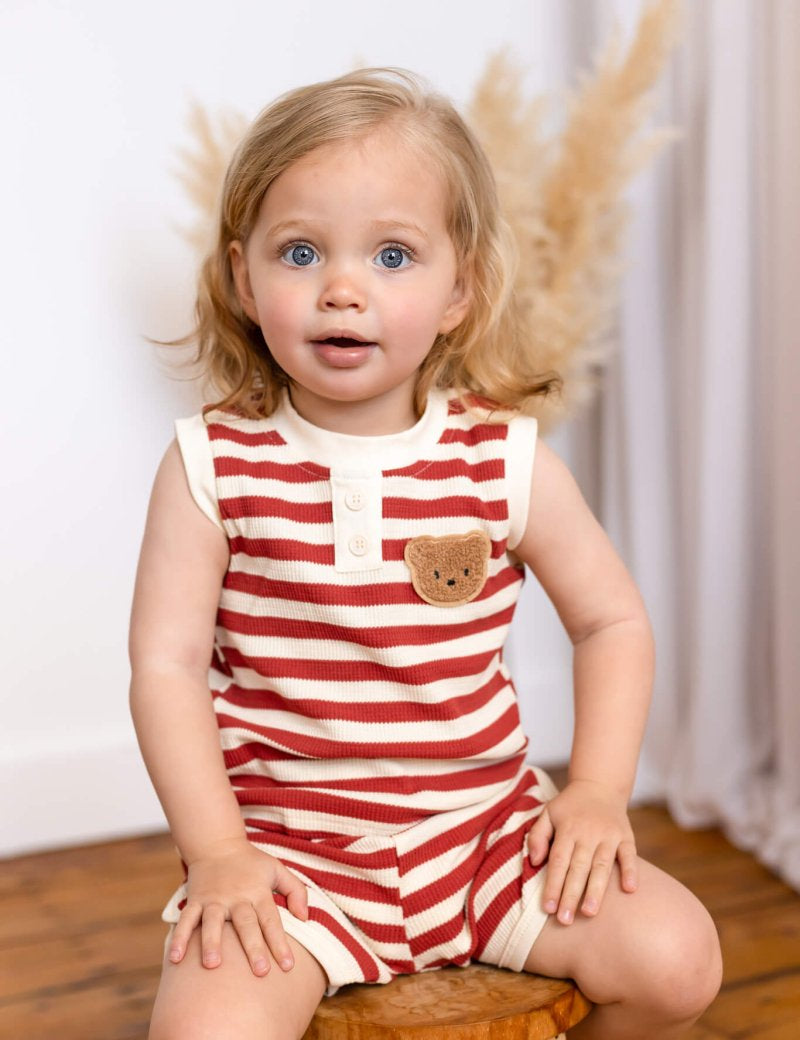 The Bear Beach Stripe Shorts & T-Shirt - Cozy Crew Club