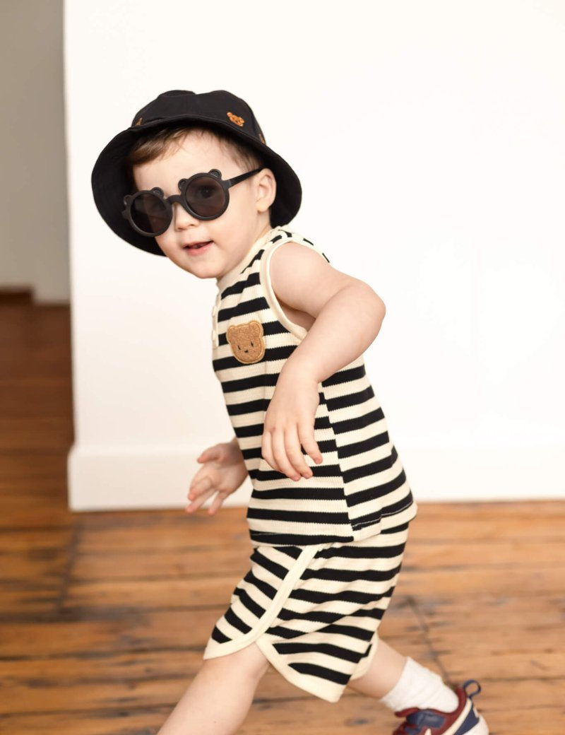 The Bear Beach Stripe Shorts & T-Shirt - Cozy Crew Club