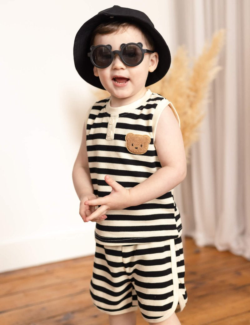 The Bear Beach Stripe Shorts & T-Shirt - Cozy Crew Club