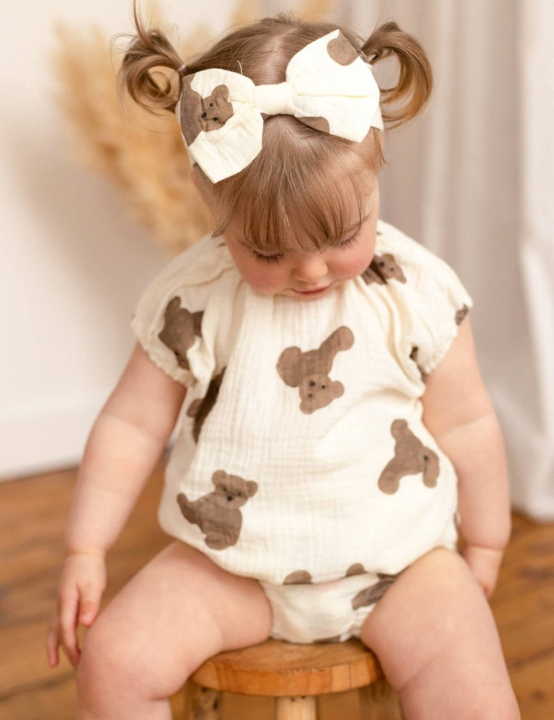 Bear 3 Piece Summer Set (T-Shirt, Shorts & Headband) - Cozy Crew Club