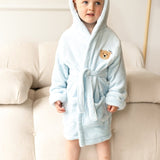 COZY Bear Hooded Dressing Gown Bear Ears - Blue