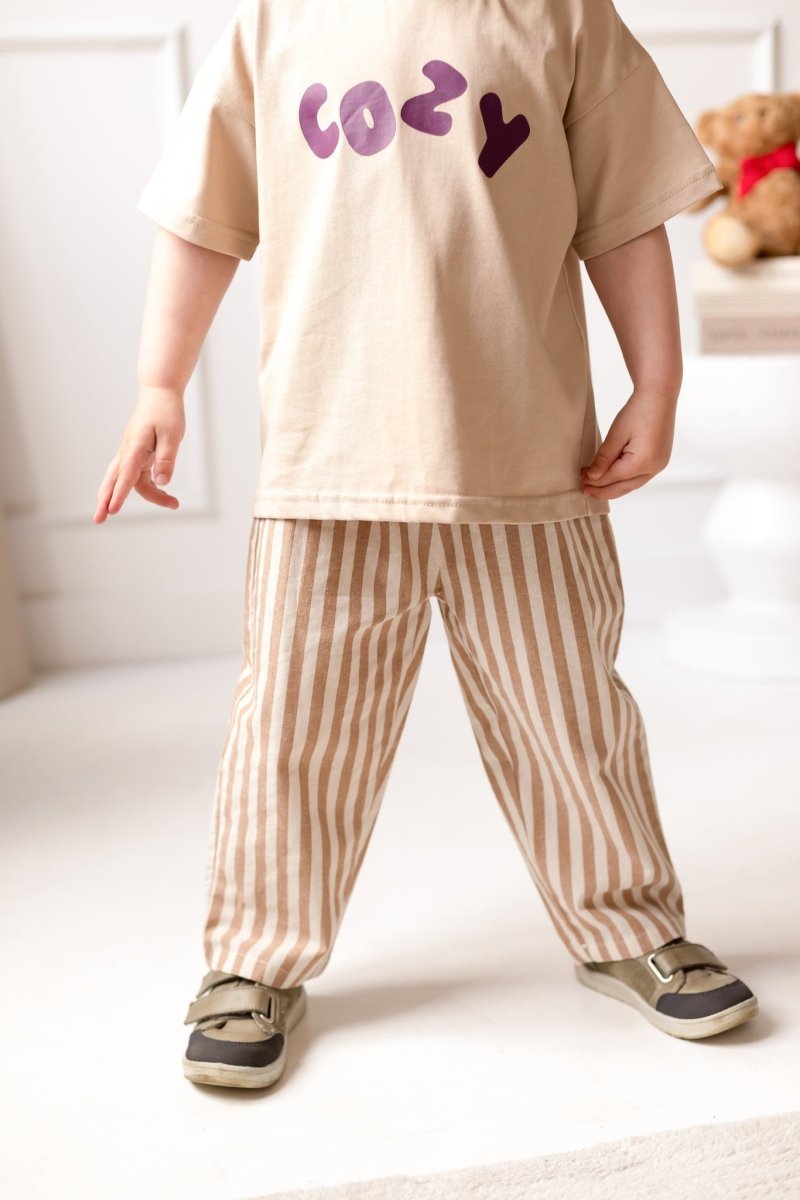 Cozy Crew Club Beige Graphic Tee 100% Cotton