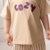 Cozy Crew Club Beige Graphic Tee 100% Cotton