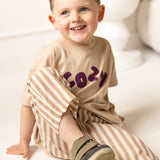 Cozy Crew Club Stripe Pants (Beige) 100% Cotton