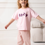 Cozy Crew Club Pink Graphic Tee 100% Cotton