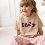 Cozy Crew Club Beige Graphic Tee 100% Cotton