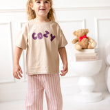 Cozy Crew Club Beige Graphic Tee 100% Cotton