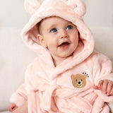 COZY Bear Hooded Dressing Gown Bear Ears - Pink