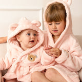 COZY Bear Hooded Dressing Gown Bear Ears - Pink