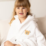 COZY Bear Hooded Dressing Gown Bear Ears - White