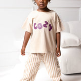 Cozy Crew Club Beige Graphic Tee 100% Cotton
