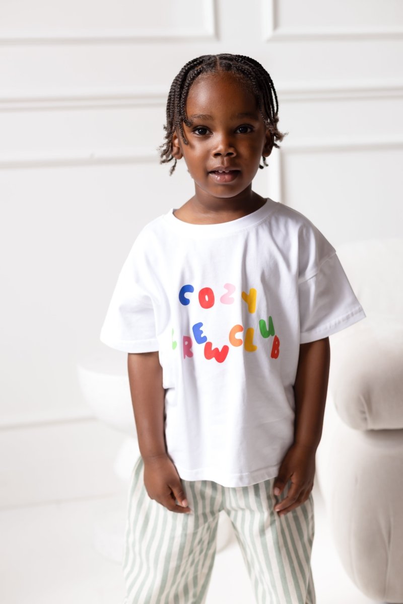 Cozy Crew Club 90's Colour Graphic Tee 100% Cotton