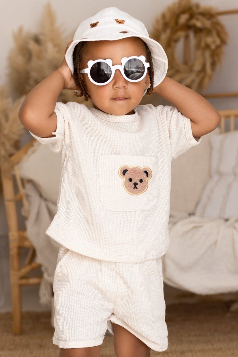 Waffle Bear 2 Piece T-Shirt & Shorts Set - Cozy Crew Club