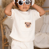 Waffle Bear 2 Piece T-Shirt & Shorts Set - Cozy Crew Club