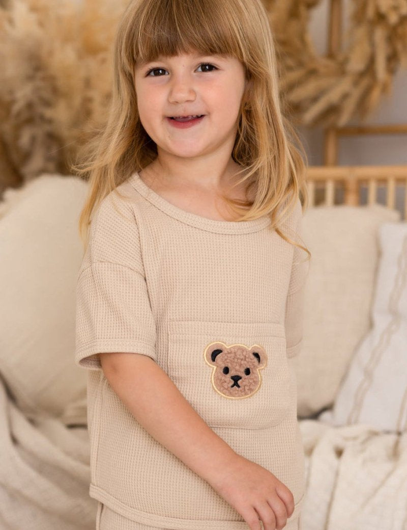 Waffle Bear 2 Piece T-Shirt & Shorts Set - Cozy Crew Club