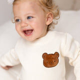 COZY Bear Knit Sweater Creme - Cozy Crew Club
