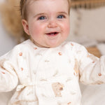 The Woodland Bear Boucle Wrap Baby Grow Romper - Cozy Crew Club