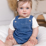 Baby Embroidered Bear Denim Dungarees