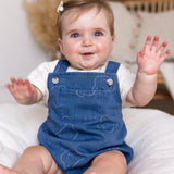 Baby Embroidered Bear Denim Dungarees