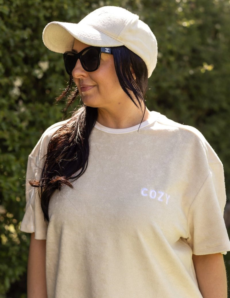 Adult COZY Terry Towel Tee - Sand Cozy Crew Club T-Shirts mora-uk.myshopify.com adult-cozy-terry-towel-tee-sand   5POUND, adult, All Products, BFCM20, CHRISTMAS20, easter50, extradiscount, nonpersonalised, PADDY33, resort club collection, SSSALE2550, TOPS, ultracozy, wholesale, wholesale-int, WINTER80