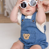 Happy Baby Embroidered Bear Denim Dungarees