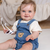 Happy Baby Embroidered Bear Denim Dungarees