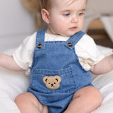 Happy Baby Embroidered Bear Denim Dungarees