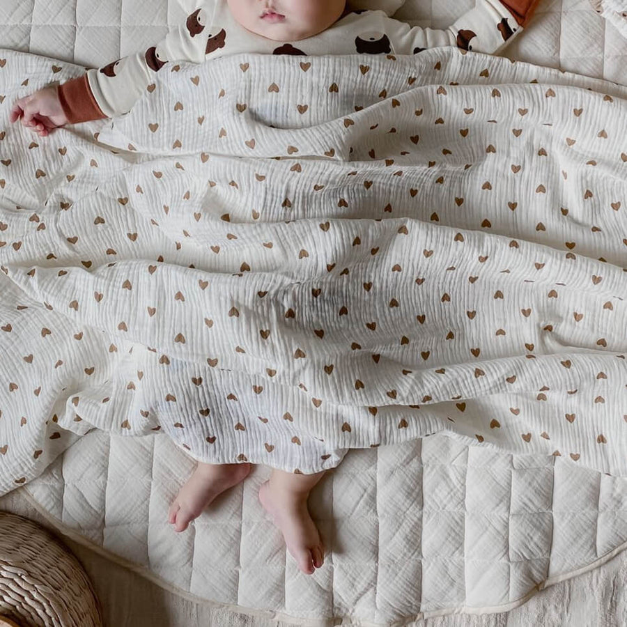 Be A Heart Muslin Baby Blanket – 47x47 Inch Baptism Gift, All Saints Design, Soft Cotton