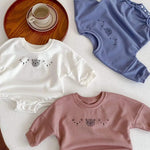 Joy Bear Bodysuit, White, Purple or Blue - Cozy Crew Club
