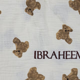 Sample Sale - Bear muslin Swaddle - 'Ibraheem' in brown thread