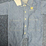 Sample Sale - 6-12month Dark Denim romper - 'Yasneem' in white thread