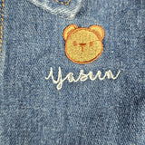 Sample Sale - 6-12month Dark Denim romper - 'Yasneem' in white thread