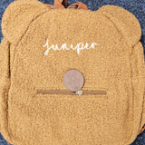 Vente d'échantillons - Sac à dos marron avec « Juniper » en fil blanc