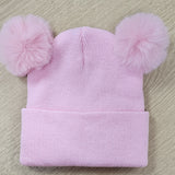 Sample Sale - Pink Hat with 2 pom poms on