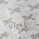 Sample Sale - Bunny swaddle with 'Kamley' in Rose Gold Thread