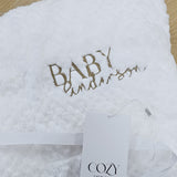 Sample Sale - White Cocole Blanket with 'Baby Anderson' - in Gold Thread