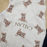 Sample Sale - Bear Hooded Towel with 'Callan' in Gold thread UPSIDE DOWN