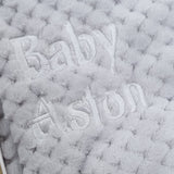 Vente d'échantillons - Couverture Cocole grise avec « Baby Aston » - en fil blanc