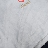 Sample Sale - Grey couples blankets with 'Timmy Red love Ahmed' in Gold and Red thread