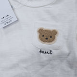 Sample Sale - 6-12months - 2 piece White shorts and t-shirt set - 'Saint' in Black thread