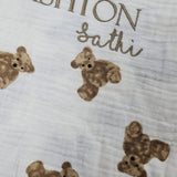 Sample Sale - Bear Frill Swaddle - 'Ashton Sathi' - Gold thread