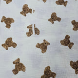 Sample Sale - Bear frill muslin Swaddle - printing error, lines through bears missing