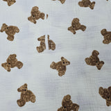 Sample Sale - Bear frill muslin Swaddle - printing error, lines through bears missing