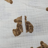 Sample Sale - Bear frill muslin Swaddle - printing error, lines through bears missing