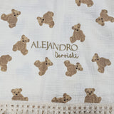 Sample Sale - Bear Frill Swaddle - 'Alejandro Dervishi' - Gold thread - thread slightly loose on the 'D'