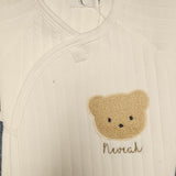 Sample Sale - 0-3m white boucle - 'Neveah' in gold thread