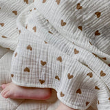 The Love Heart Muslin Blanket Swaddle - Cozy Crew Club