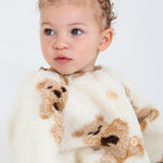 Bear Fleece Romper Cream or Brown - Cozy Crew Club