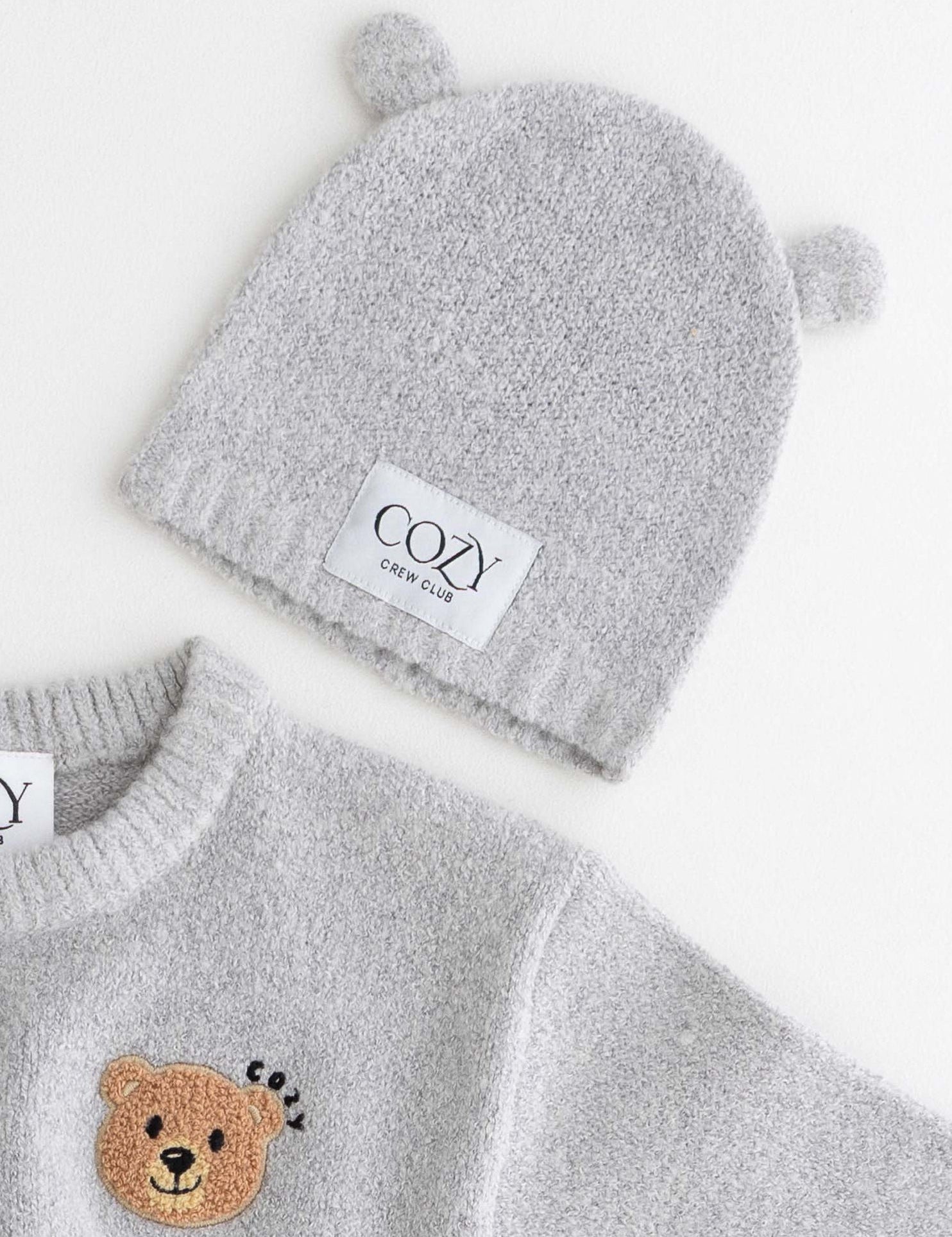 COZY Knitted Bear Beanie Hat Grey Cozy Crew Club Hats mora-uk.myshopify.com cozy-knitted-bear-beanie-hat-grey   10off, 20off, _upsell_the-bear-colour-tracksuit, acc, accessories, accessory, allproducts, baby, beanie, bear socks, BOBBIE, BOBBY, bow, china, clothing, daywear, HAT, hats, kids, KNIT, knitted, new in, nonpersonalised, PADDY33, ribbon, set, ultracozy, zero