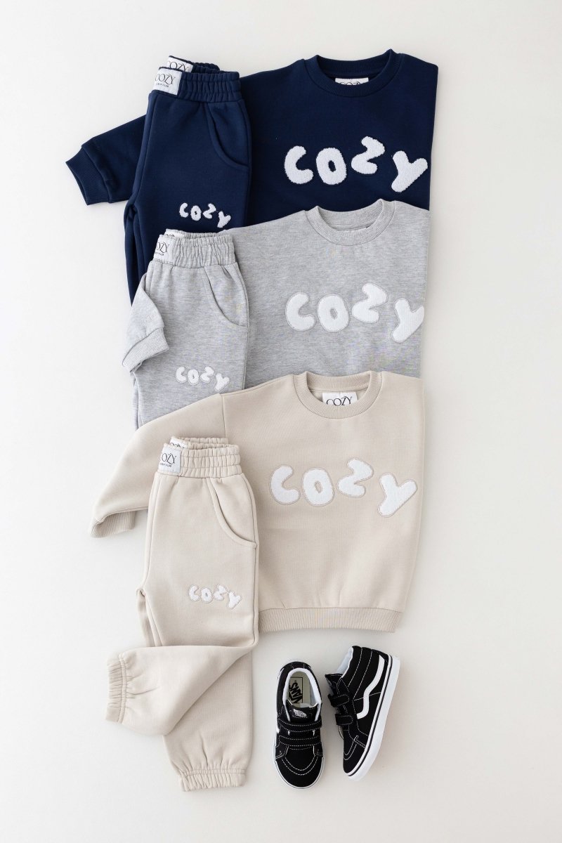 The COZY Little Lounger Tracksuit Stone - Cozy Crew Club